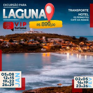 <b>🏝 LAGUNA/SC 🏝 </b>4 dias & 3 noites <b>R$ 899, a vista </b>