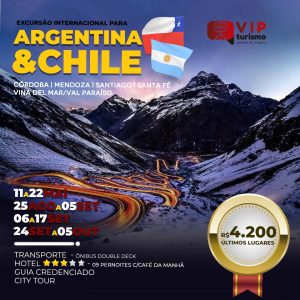 🇦🇷 <b>ARGENTINA & CHILE</b> 🇨🇱 - 06 à 17/09  <b>R$ 4.200,00 à vista </b>