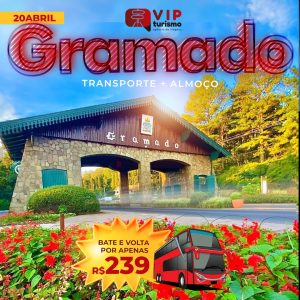 <b>🍫 GRAMADO 1 DIA </b>🫕 - 20/04 - Páscoa <b> **R$ 239, à vista C/ ALMOÇO** </b>