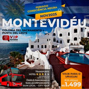 <b>🇺🇾 MONTEVIDÉU 🇺🇾 </b> - Feriadão C. Negra <b>R$ 1.499, à vista </b>